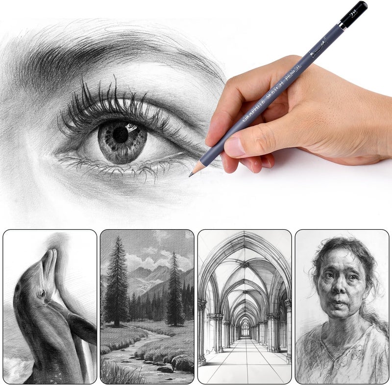 Brusarth Professional Sketch Pencils for Drawing Set - Graphite Pencils (4H-10B), Graphite Sticks, Erasers and Sharpener, Art Pencils for Sketching- Ideal for Artists and Beginners,17Pcs - Image 5